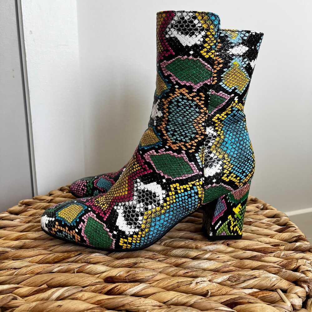 Colorful Snakeskin Boots, Size 7 - Picture 2 of 6